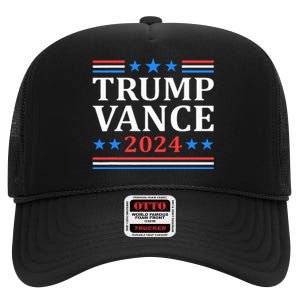 Trump Vance 2024 For President Vp Usa Election Patriotic High Crown Mesh Back Trucker Hat