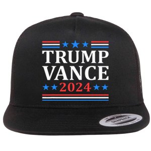 Trump Vance 2024 For President Vp Usa Election Patriotic Flat Bill Trucker Hat