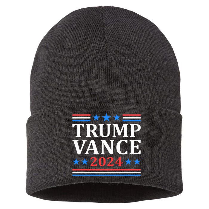 Trump Vance 2024 For President Vp Usa Election Patriotic Sustainable Knit Beanie