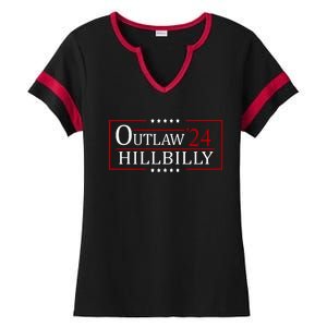 Trump Vance 2024 Funny Outlaw Hillbilly Ladies Halftime Notch Neck Tee