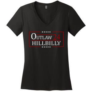 Trump Vance 2024 Funny Outlaw Hillbilly Women's V-Neck T-Shirt