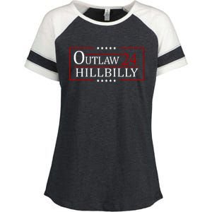 Trump Vance 2024 Funny Outlaw Hillbilly Enza Ladies Jersey Colorblock Tee