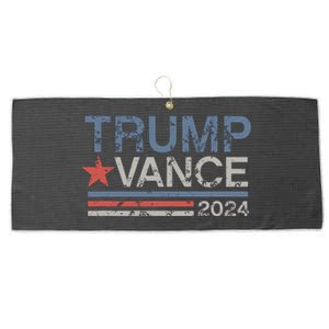 Trump Vance 2024 Retro Featuring Trump And Jd Vance Large Microfiber Waffle Golf Towel