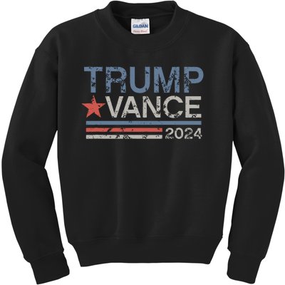 Trump Vance 2024 Retro Featuring Trump And Jd Vance Kids Sweatshirt