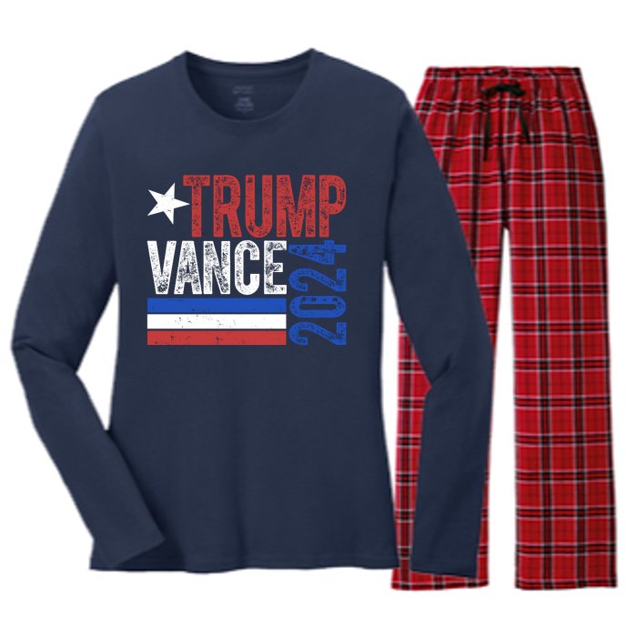 Trump Vance 2024 Vintage Election Women's Long Sleeve Flannel Pajama Set 