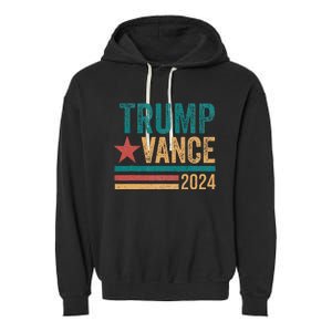 Trump Vance 2024 Retro Stripe Trump Jd Vance Garment-Dyed Fleece Hoodie