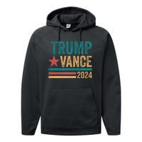 Trump Vance 2024 Retro Stripe Trump Jd Vance Performance Fleece Hoodie