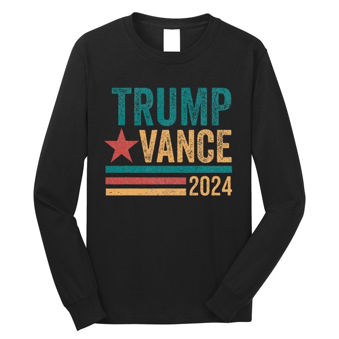 Trump Vance 2024 Retro Stripe Trump Jd Vance Long Sleeve Shirt