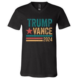 Trump Vance 2024 Retro Stripe Trump Jd Vance V-Neck T-Shirt