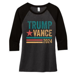 Trump Vance 2024 Retro Stripe Trump Jd Vance Women's Tri-Blend 3/4-Sleeve Raglan Shirt