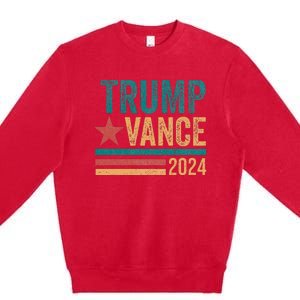 Trump Vance 2024 Retro Stripe Trump Jd Vance Premium Crewneck Sweatshirt