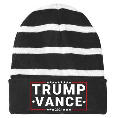 Trump Vance 2024 Republican Vp Presidential Election Trump 2024 Trumpvance 2024 Striped Beanie with Solid Band