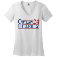 Trump Vance 2024 Funny Outlaw Hillbilly Women's V-Neck T-Shirt