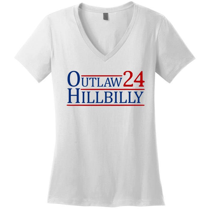 Trump Vance 2024 Funny Outlaw Hillbilly Women's V-Neck T-Shirt