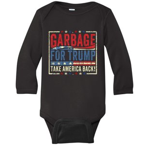 Trump Vance 2024 Proud To Be Garbage Presidential Baby Long Sleeve Bodysuit