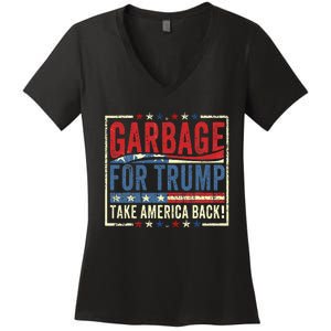 Trump Vance 2024 Proud To Be Garbage Presidential Women's V-Neck T-Shirt