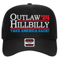 Trump Vance 2024 Outlaw Hillbilly Us Flag Vintage High Crown Mesh Back Trucker Hat