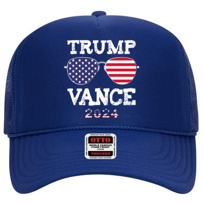 Trump Vance 2024 High Crown Mesh Back Trucker Hat