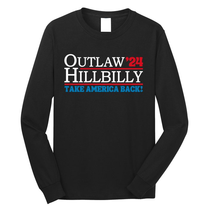 Trump Vance 2024 Outlaw Hillbilly Us Flag Vintage Elections Long Sleeve Shirt