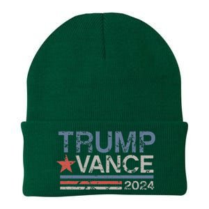 Trump Vance 2024 Retro Featuring Trump And Jd Vance Knit Cap Winter Beanie