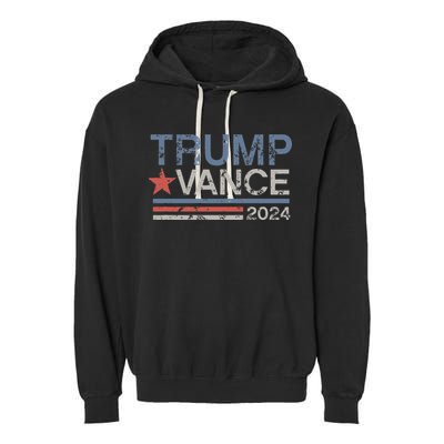 Trump Vance 2024 Retro Featuring Trump And Jd Vance Garment-Dyed Fleece Hoodie