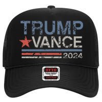 Trump Vance 2024 Retro Featuring Trump And Jd Vance High Crown Mesh Back Trucker Hat