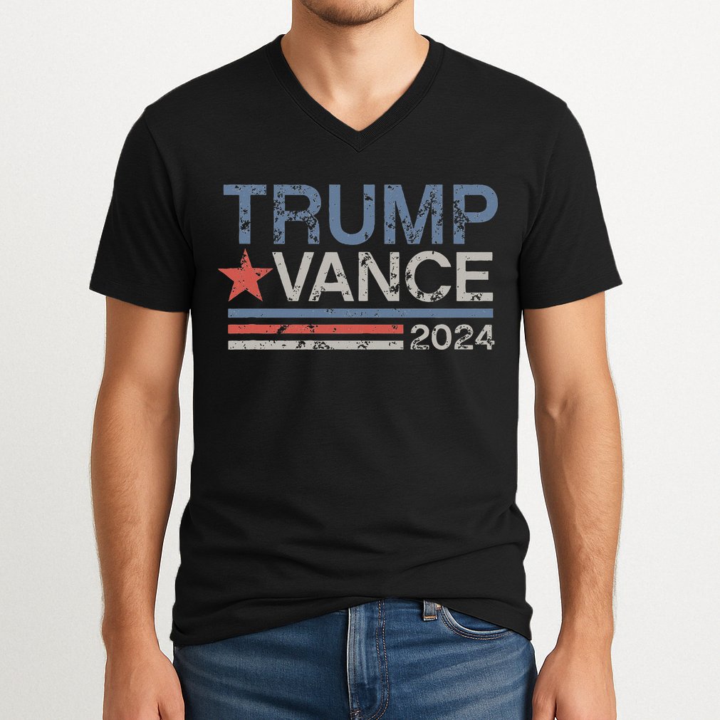 Trump Vance 2024 Retro Featuring Trump And Jd Vance V-Neck T-Shirt
