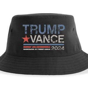 Trump Vance 2024 Retro Featuring Trump And Jd Vance Sustainable Bucket Hat