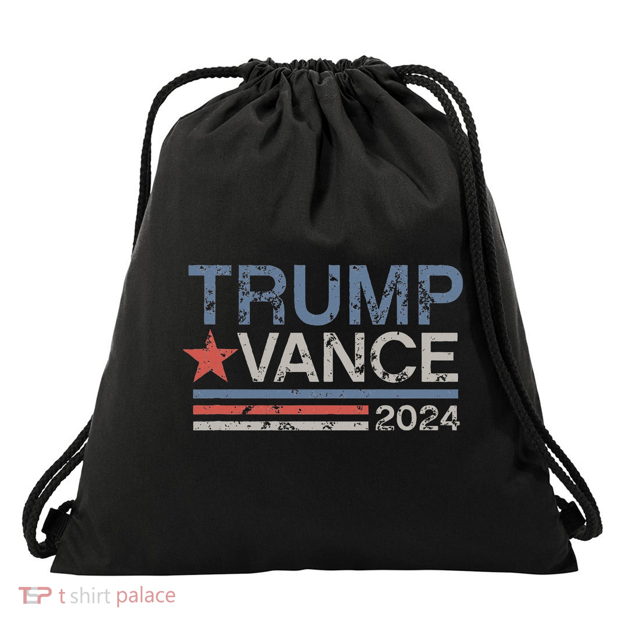 Trump Vance 2024 Retro Featuring Trump And Jd Vance Drawstring Bag
