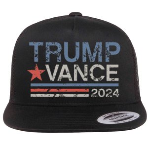 Trump Vance 2024 Retro Featuring Trump And Jd Vance Flat Bill Trucker Hat