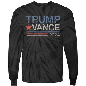 Trump Vance 2024 Retro Featuring Trump And Jd Vance Tie-Dye Long Sleeve Shirt