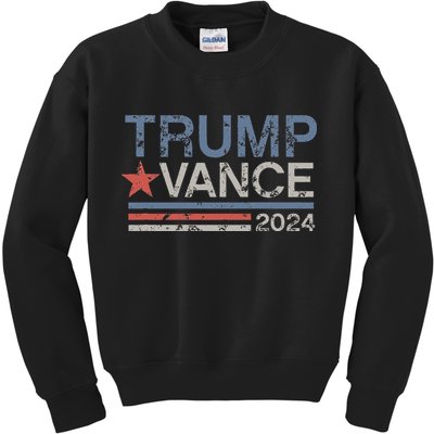 Trump Vance 2024 Retro Featuring Trump And Jd Vance Kids Sweatshirt