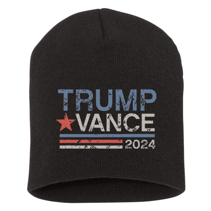 Trump Vance 2024 Retro Featuring Trump And Jd Vance Short Acrylic Beanie