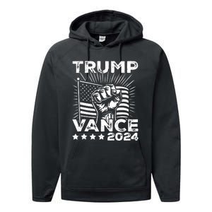 Trump Vance 2024 Donald Trump Jd Vance For President Performance Fleece Hoodie