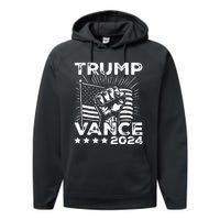 Trump Vance 2024 Donald Trump Jd Vance For President Performance Fleece Hoodie