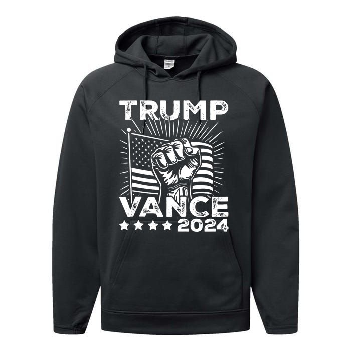 Trump Vance 2024 Donald Trump Jd Vance For President Performance Fleece Hoodie