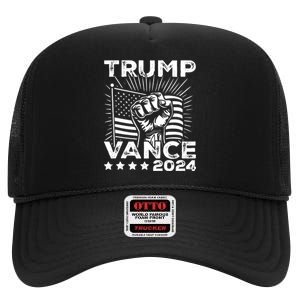 Trump Vance 2024 Donald Trump Jd Vance For President High Crown Mesh Back Trucker Hat