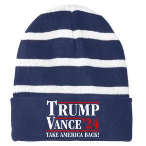 Trump Vance 2024 Vice President Vp Trump 2024 Election Striped Beanie with Solid Band