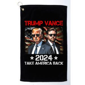 Trump Vance 2024 Donald Trump J.D. Vance Take America Back Platinum Collection Golf Towel