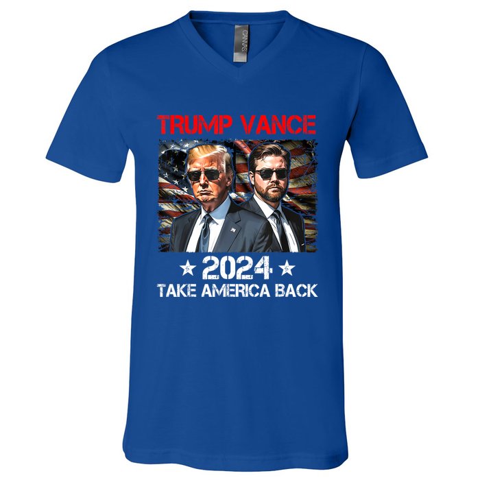 Trump Vance 2024 Donald Trump J.D. Vance Take America Back V-Neck T-Shirt