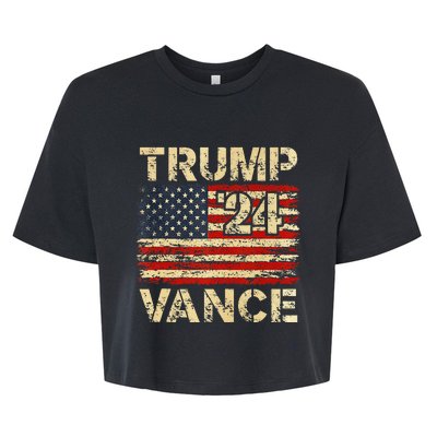 Trump Vance 24 American Flag Bella+Canvas Jersey Crop Tee