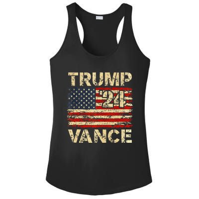 Trump Vance 24 American Flag Ladies PosiCharge Competitor Racerback Tank