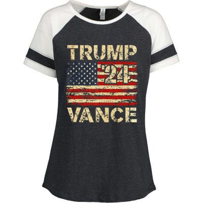 Trump Vance 24 American Flag Enza Ladies Jersey Colorblock Tee