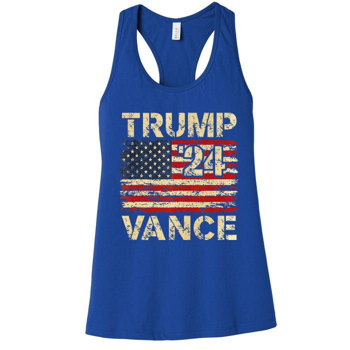 Trump Vance 24 American Flag Women's Racerback Tank