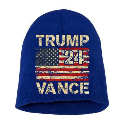 Trump Vance 24 American Flag Short Acrylic Beanie