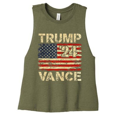 Trump Vance 24 American Flag Women's Racerback Cropped Tank