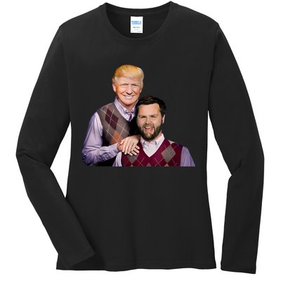 Trump Vance 2024 Brothers Funny Parody Trump J.D. Vance Bros Ladies Long Sleeve Shirt