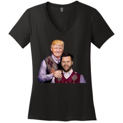 Trump Vance 2024 Brothers Funny Parody Trump J.D. Vance Bros Women's V-Neck T-Shirt