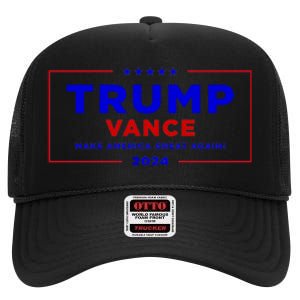 Trump Vance 2024 Brick Wall Texture High Crown Mesh Back Trucker Hat