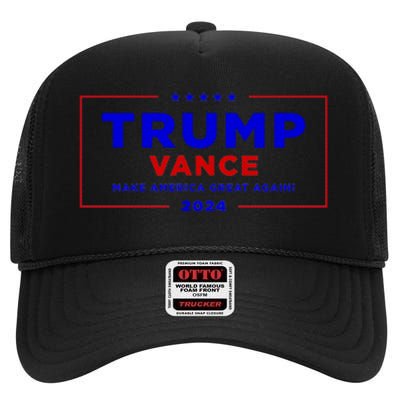 Trump Vance 2024 Brick Wall Texture High Crown Mesh Back Trucker Hat